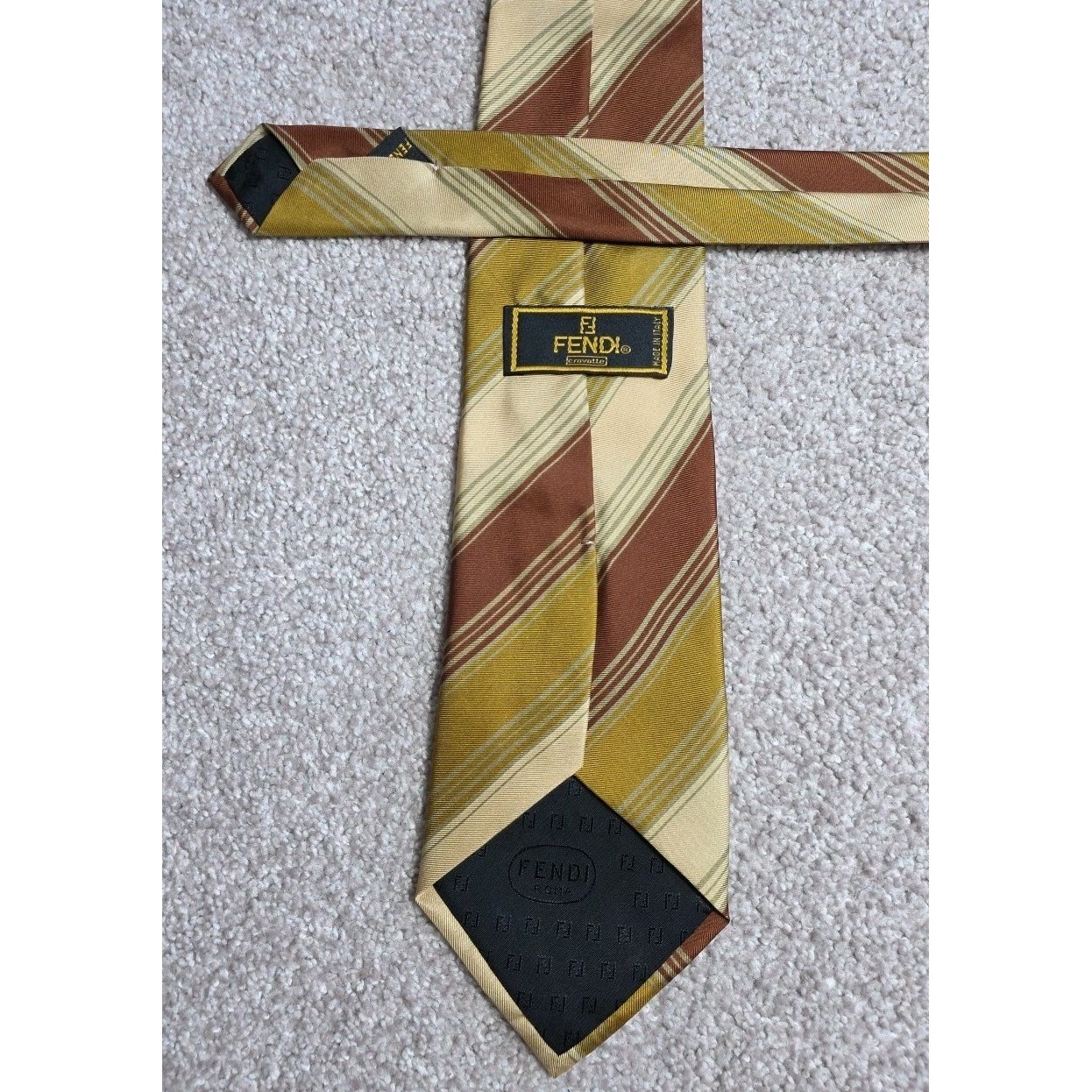 Fendi Silk Tie Multicolor Stripes Men Necktie Italy Vintage Classic